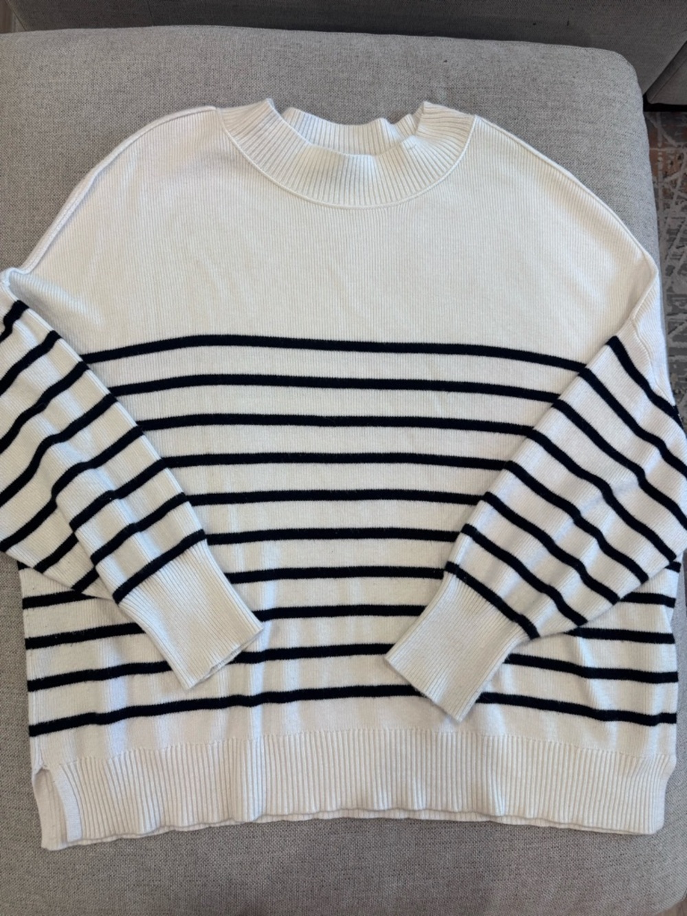 Striped Knit Sweater - White and Black